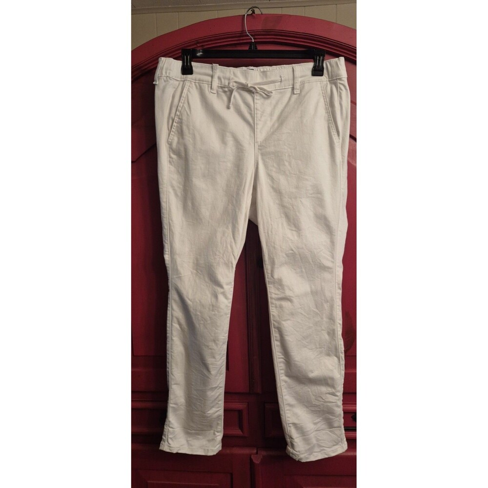 Torrid 1X White Pull-On Weekend Straight Stretch Denim Pants Drawstring Plus EUC